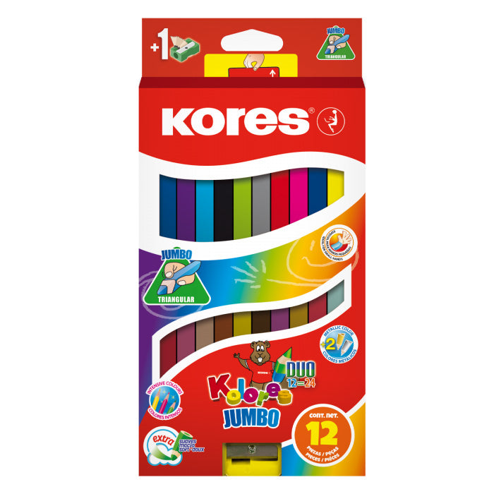 CREIOANE COLORATE 12 CULORI + ASCUTIT. TRIUNGHIULARE JUMBO KORES CREIOANE COLORATE 12 CULORI + ASCUTIT. TRIUNGHIULARE JUMBO KORES